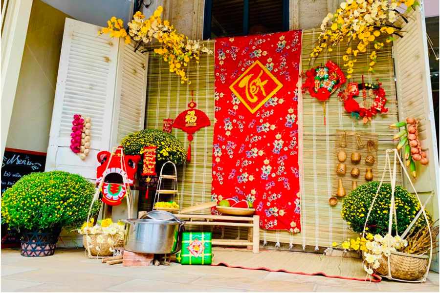 Trang trí tiểu cảnh ngày tết với phong cách nhà truyền thống đậm chất Việt Nam