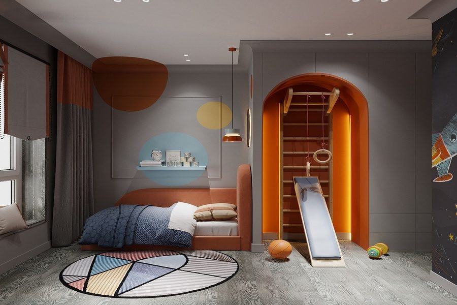 Tạo điểm nhấn cho không gian phòng ngủ với sự tương phản về màu sắc