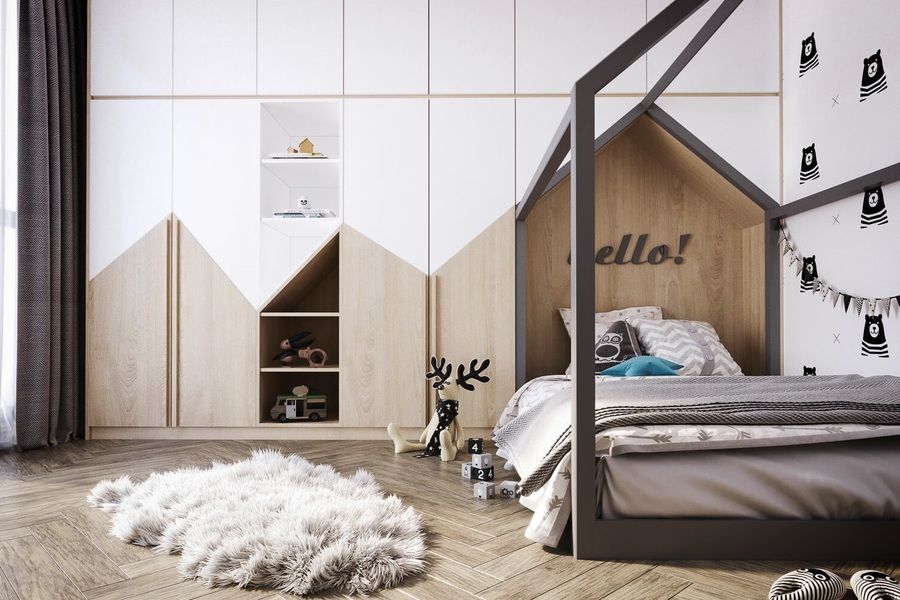 Phòng ngủ cho bé trai 4 - 6 tuổi phong cách hiện đại, tối giản