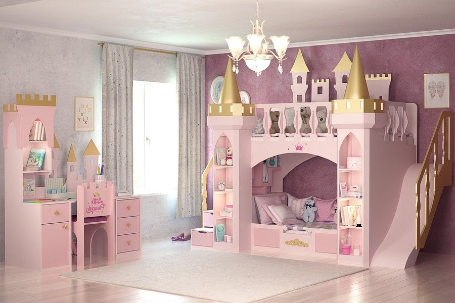 Thiết kế giường và kệ tủ theo phong cách phòng tiểu thư, công chúa