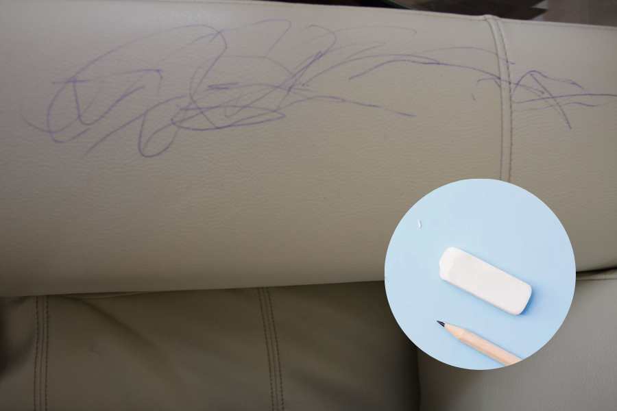 Tẩy bút chì là giải pháp hiệu quả cho vấn đề vệ sinh ghế sofa da Simili