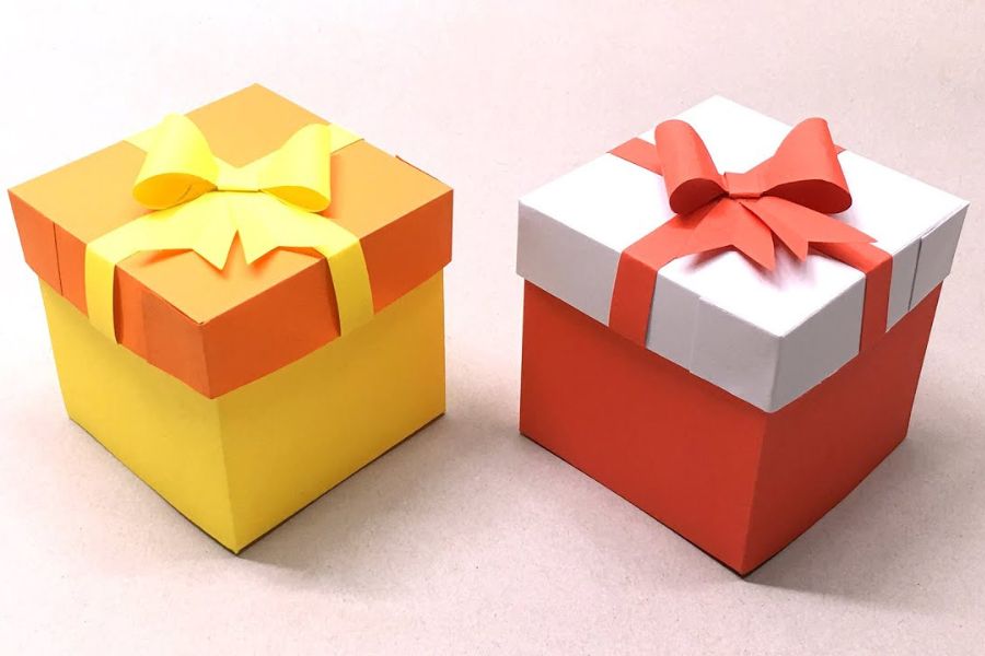 Có thể làm hộp quà bằng giấy để tặng người thân, bạn bè cách làm đồ trang trí bằng giấy