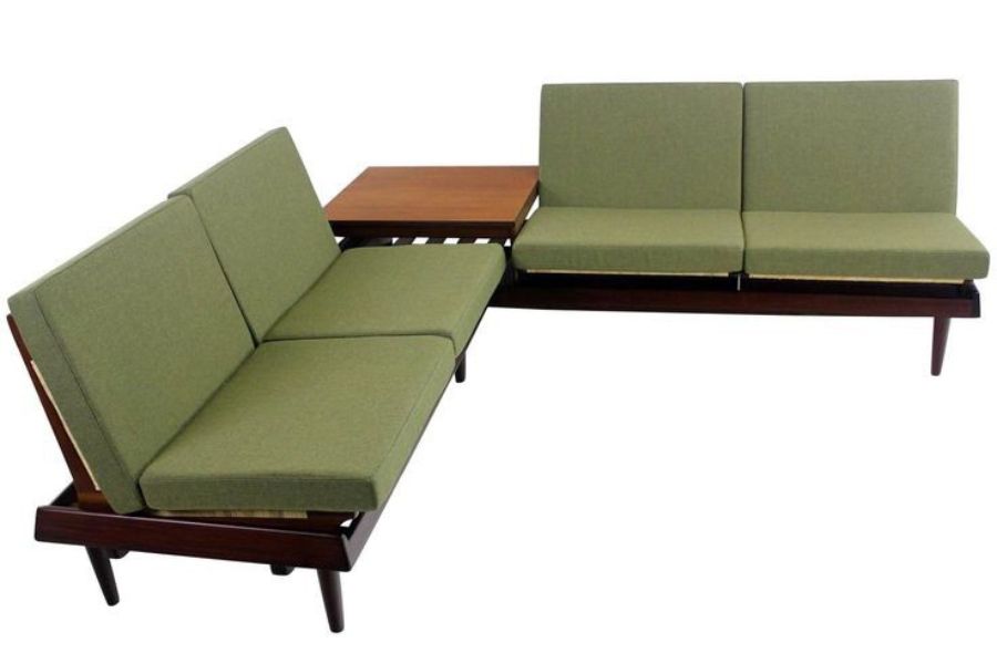Mẫu ghế sofa gỗ vang 2 chỗ dành cho phòng khách phong cách Hàn Quốc