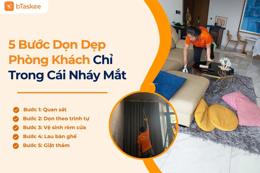 dọn dẹp phòng khách