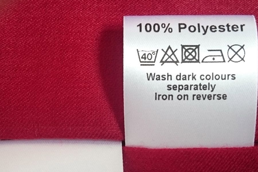 Nhãn giặt quần áo vải sợi polyester 100%