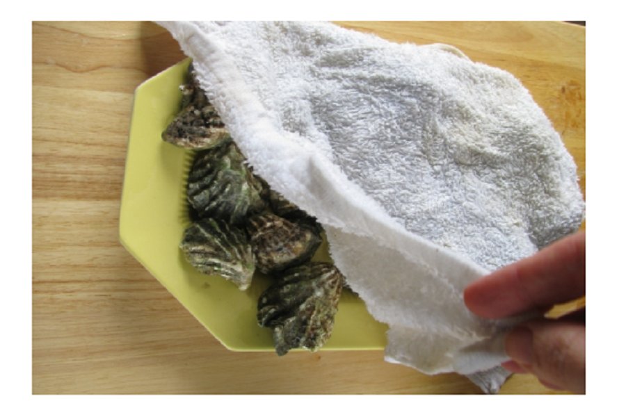 Dùng khăn ẩm để phủ lên hàu sống rồi bảo quản trong tủ lạnh