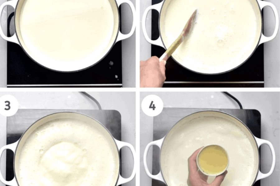 Công đoạn Nấu sữa làm món Cream Cheese đơn giản ngay tại nhà