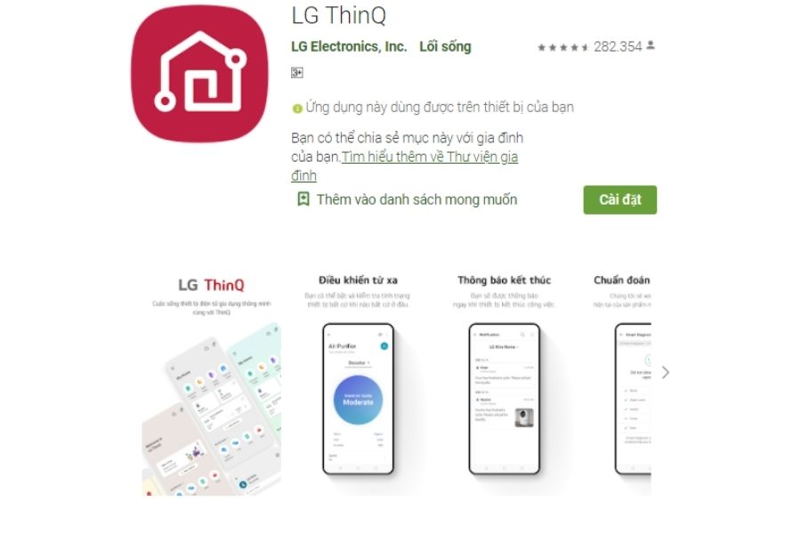 Ứng dụng điều khiển điều hòa LG Smart ThinQ