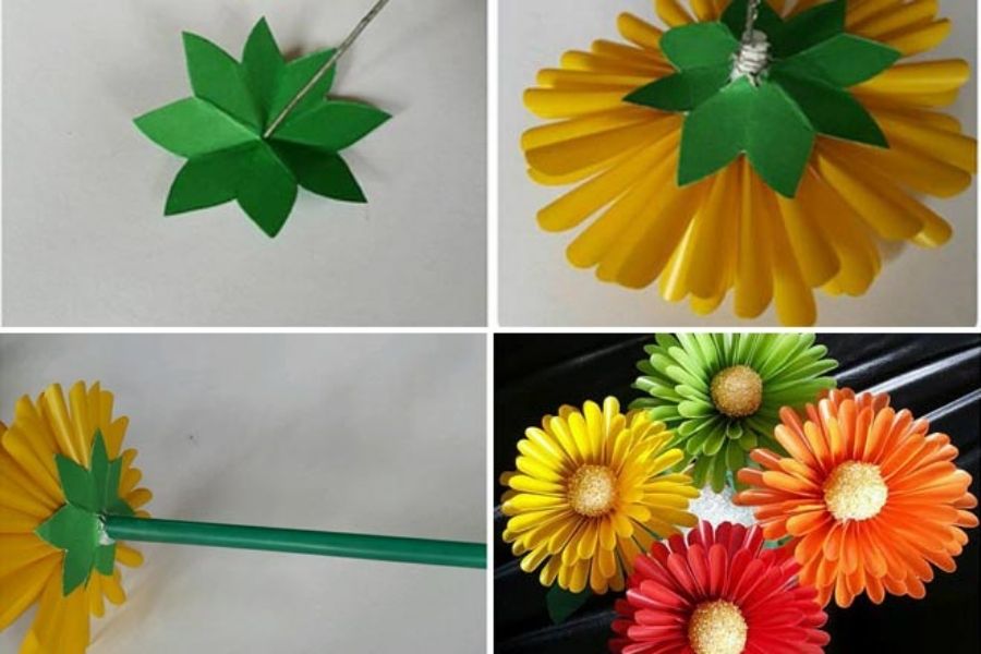 Mách bạn cách làm hoa bằng ống hút đơn giản