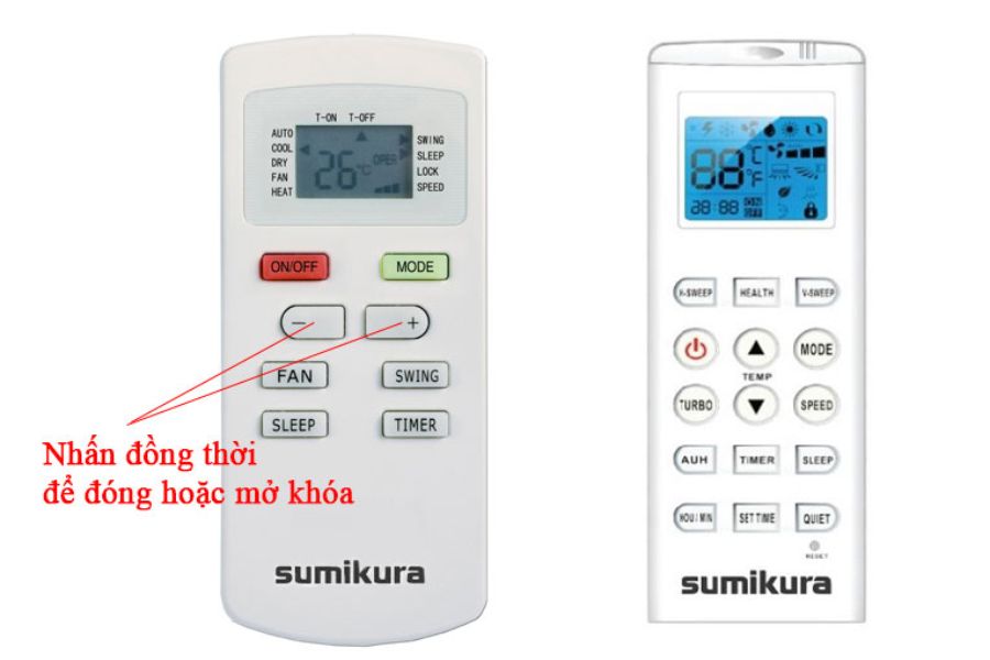 Các nút điều khiển trên điều hòa Sumikura
