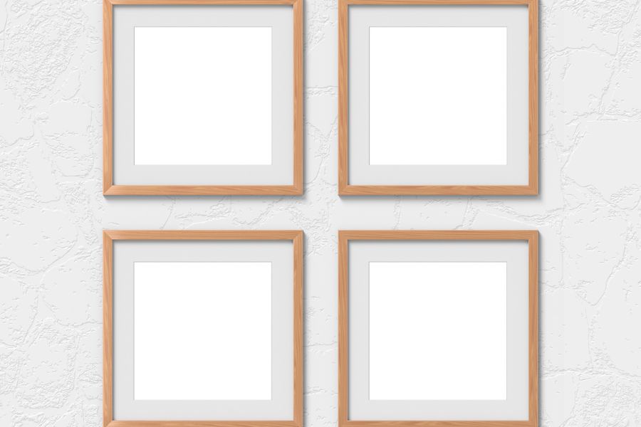 Bố trí treo ảnh trên tường theo bố cục hình vuông