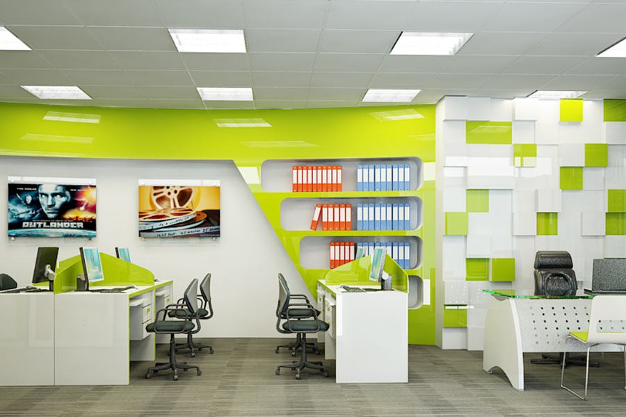 Trang trí văn phòng theo gam màu tượng trưng cho thương hiệu