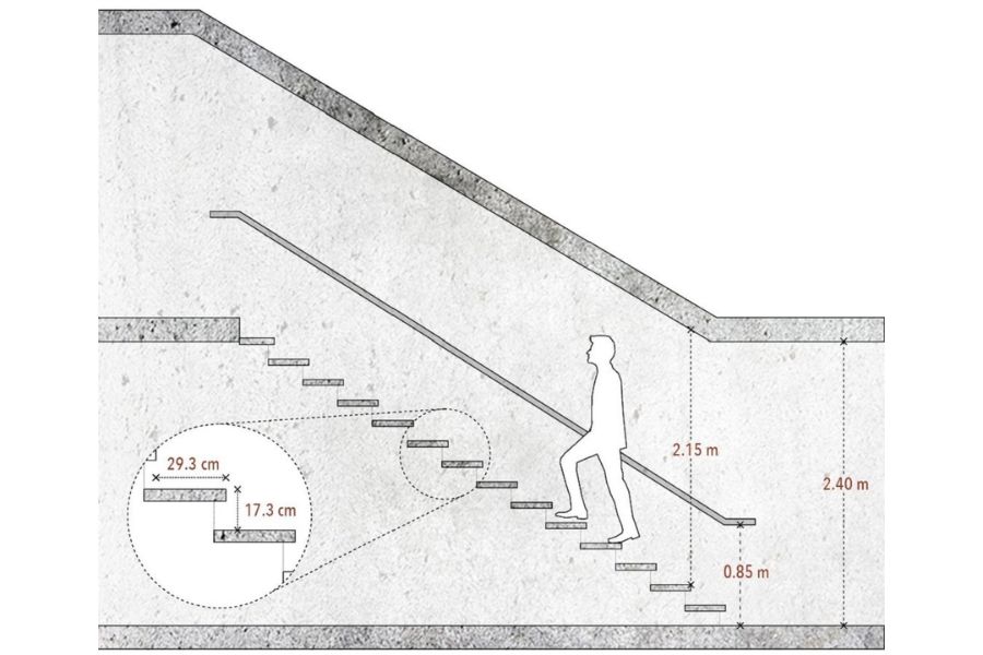 Mẫu 2: Bản vẽ cầu thang 21 bậc