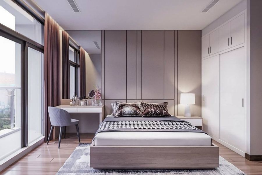 Phòng ngủ thiết kế theo phong cách đơn giản với kết hợp màu sắc hài hòa