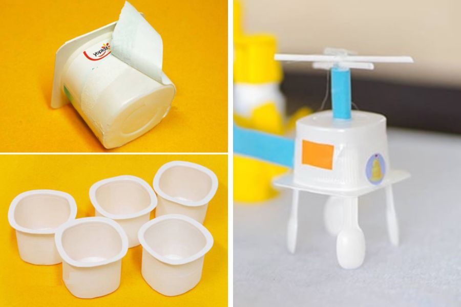 Cách thực hiện máy bay từ vỏ sữa chua đơn giản cho bé