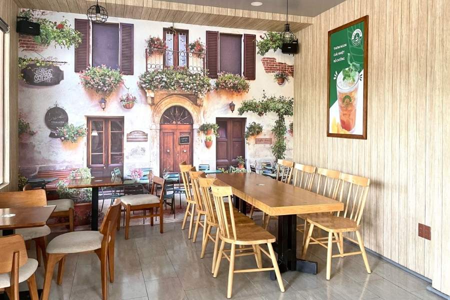 Trang trí quán cafe với tranh dán tường 3D chân thật