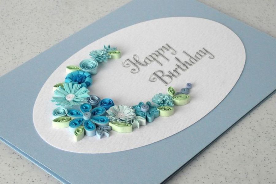 Trang trí thiệp sinh nhật phong thái Quilling hình hoa lá
