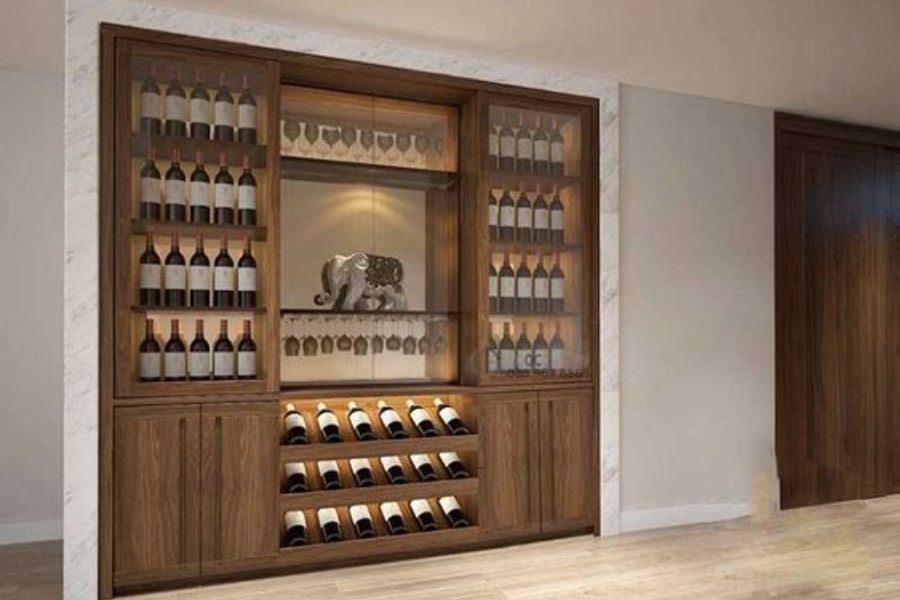 Thiết kế tủ rượu âm tường tối ưu diện tích không gian
