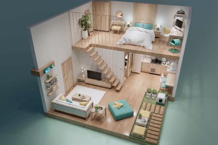 Thiết kế mẫu căn hộ có 1 phòng ngủ tối ưu diện tích