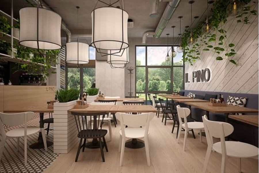 Decor trần quán cafe sẽ tạo ấn tượng nổi bật cho không gian quán