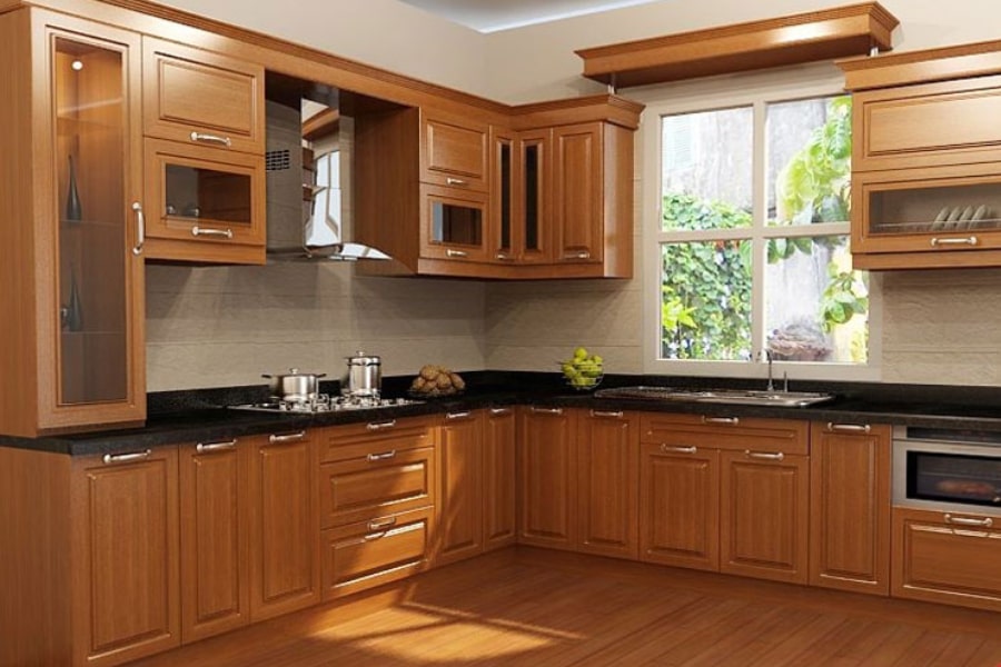 Rất nhiều người lựa chọn gỗ Xoan Đào để thiết kế tủ bếp