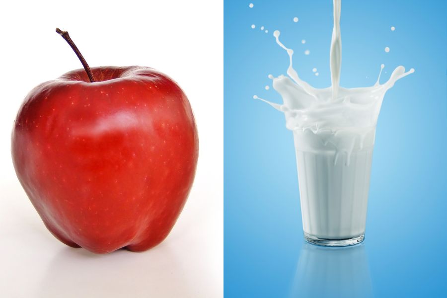 Táo và sữa tươi không đường hỗ trợ tốt cho quá trình giảm cân