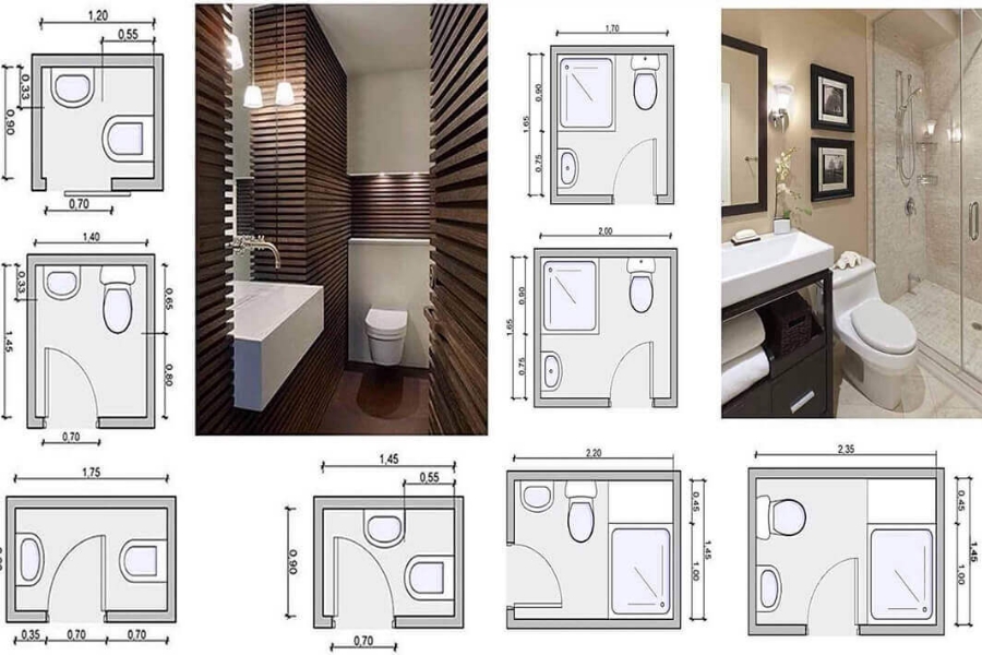 Chiều rộng phòng tắm được thiết kế phù hợp với tổng diện tích nhà ở