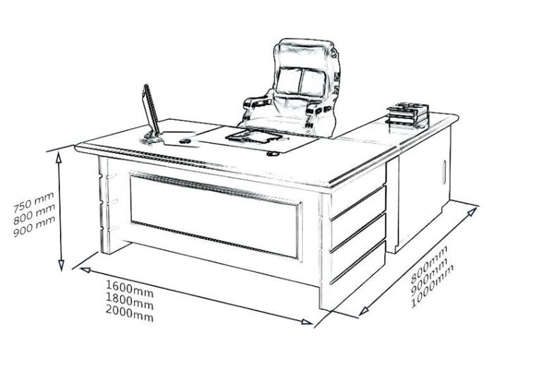 Size bàn giám đốc thường là 80x160x75cm