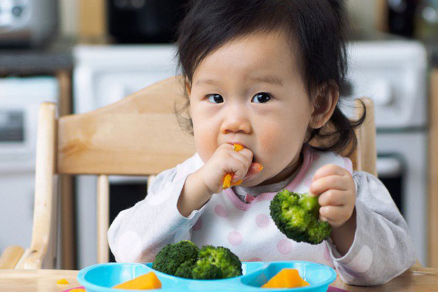 Khi bé lớn hơn thì bố mẹ có thể cắt nhỏ thực phẩm để bé tự ăn nhưng cần đảm bảo vệ sinh tay sạch sẽ và yêu cầu bé ngồi ngoan, không đùa nghịch, vứt thức ăn lung tung