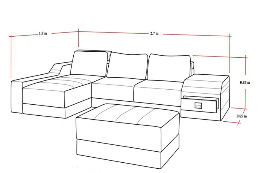Kích thước ghế sofa góc chữ U được nhiều người lựa chọn