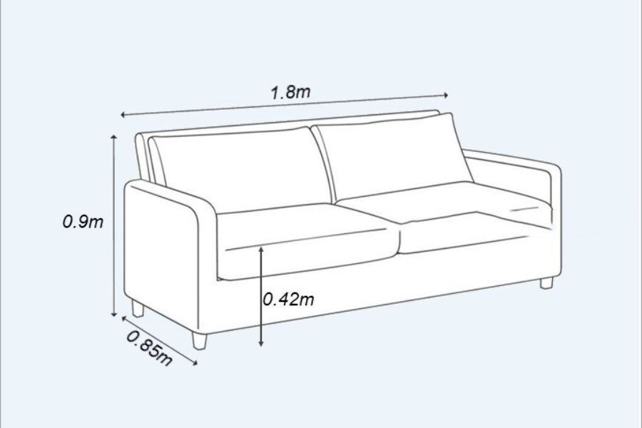Kích thước ghế sofa gỗ văng 2 chỗ phổ biến, được nhiều người yêu thích