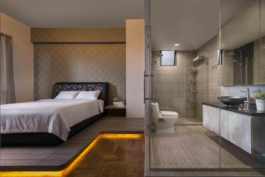 Thiết kế phòng ngủ diện tích 25m2 có nhà vệ sinh phong cách tân cổ điển sang trọng