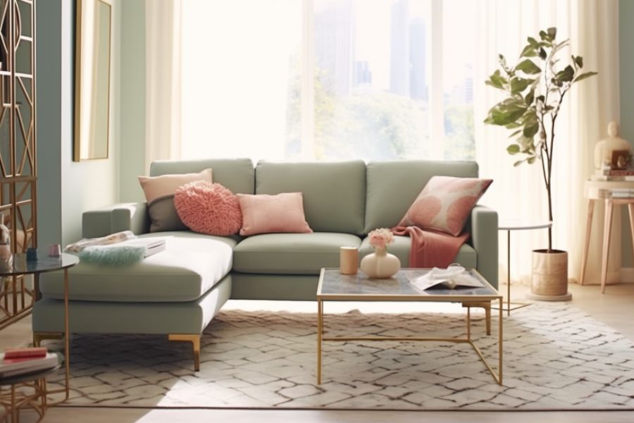 Mẫu sofa góc chữ L kích thước trung bình phong cách tối giản, hiện đại