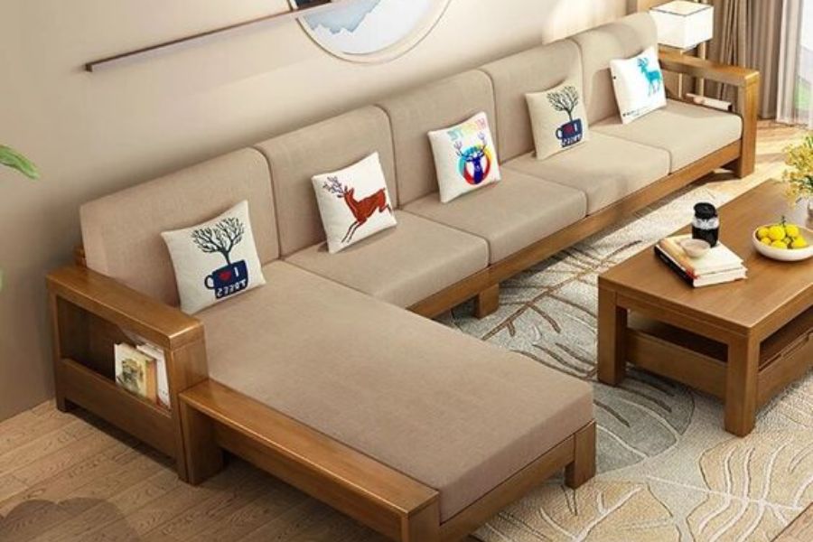 Sofa bằng gỗ phù hợp với nhiều không gian phòng khách khác nhau