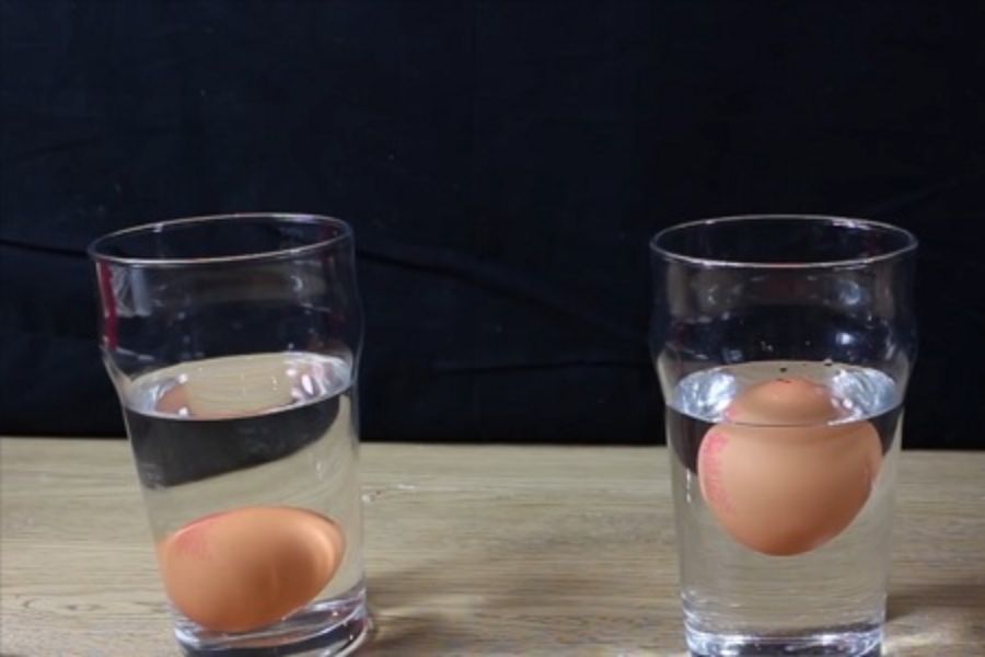 Ngâm trứng gà trong nước để kiểm tra trứng gà mới/cũ