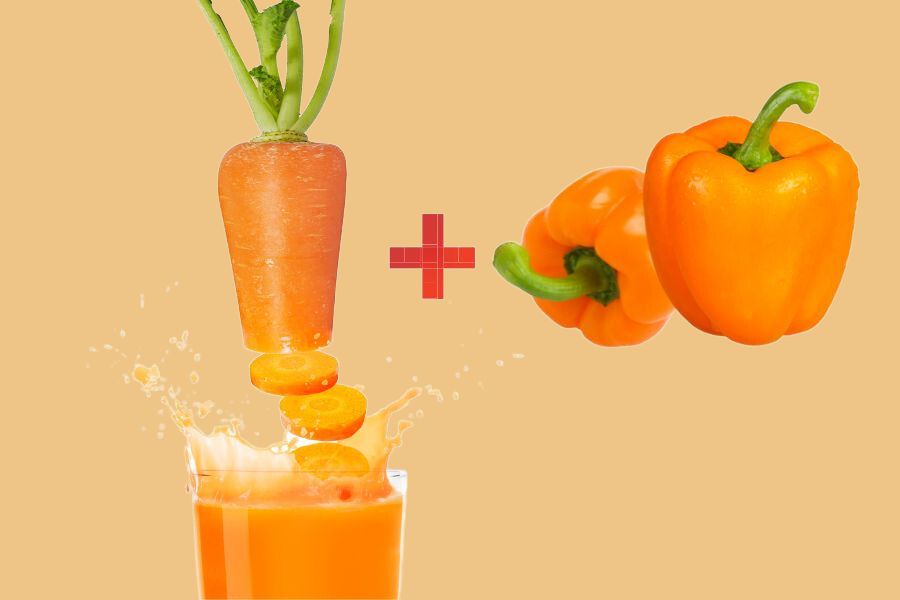 Nước xay củ cà rốt kết phù hợp với ớt chuông.