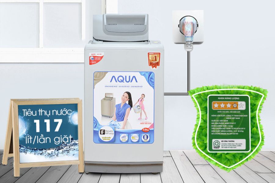 Mẫu máy giặt Aqua cửa trên phổ biến trên thị trường hiện nay.
