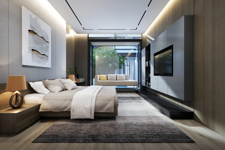 Phòng ngủ theo phong cách hiện đại và sang trọng.