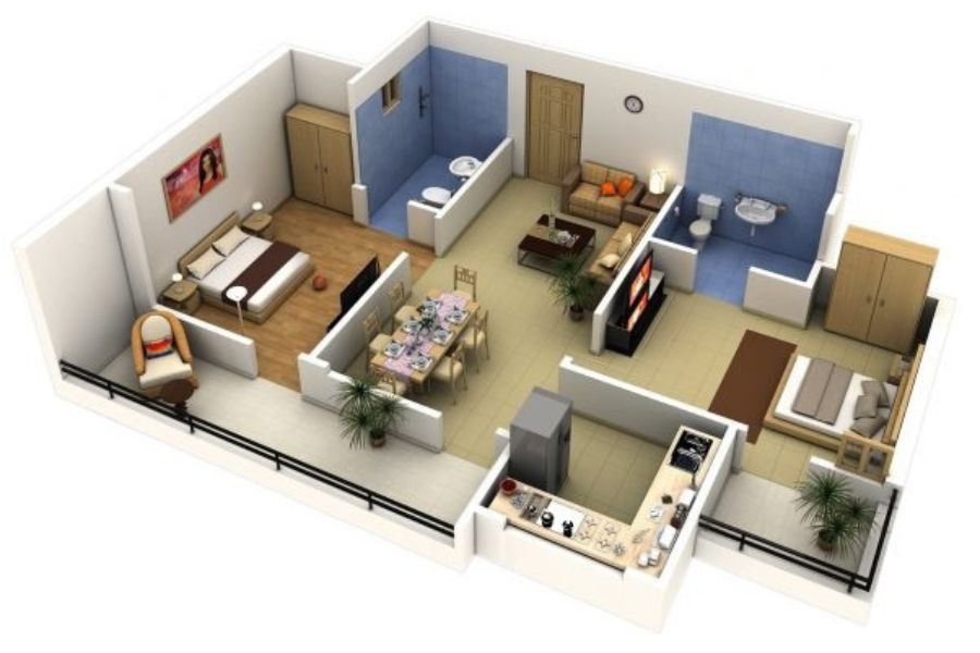 Thiết kế nội thất ngôi nhà 70m2 đơn giản, tiết kiệm không gian.