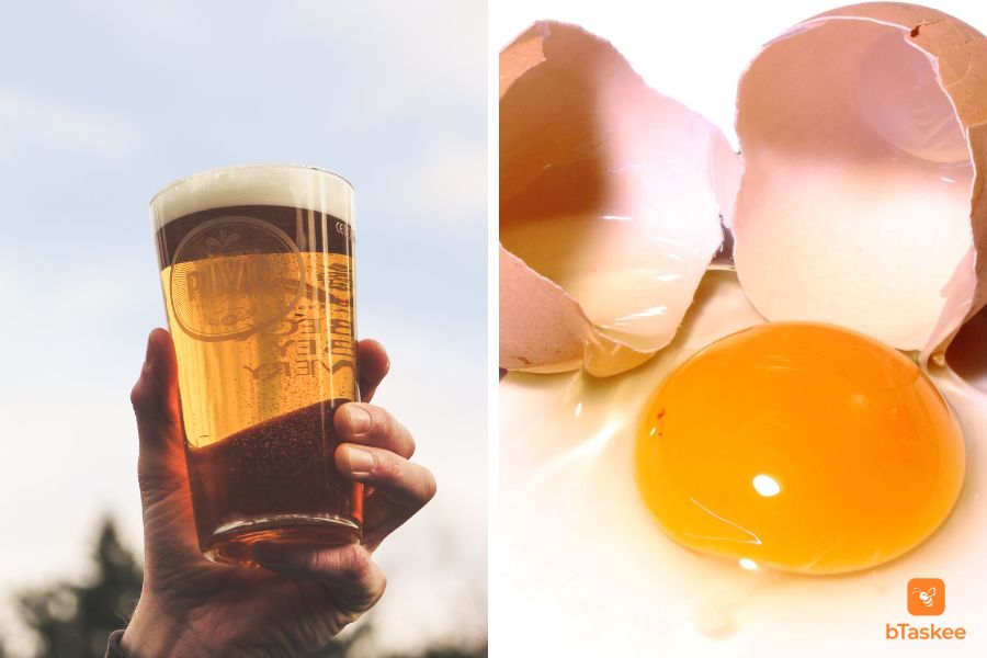 Trứng gà là nguyên liệu làm đẹp quen thuộc và có hiệu quả khi kết hợp với bia