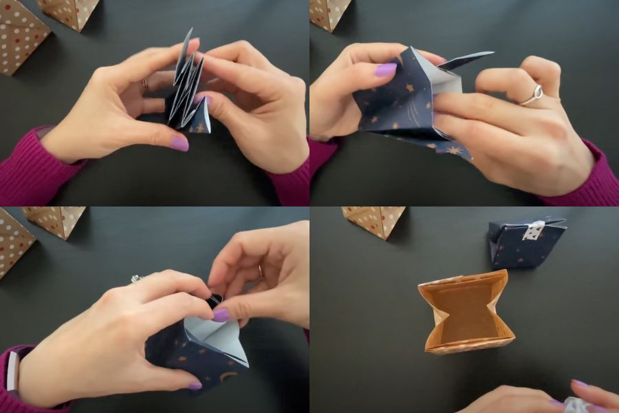 Hoàn thành chiếc túi handmade theo kiểu gấp Origami.