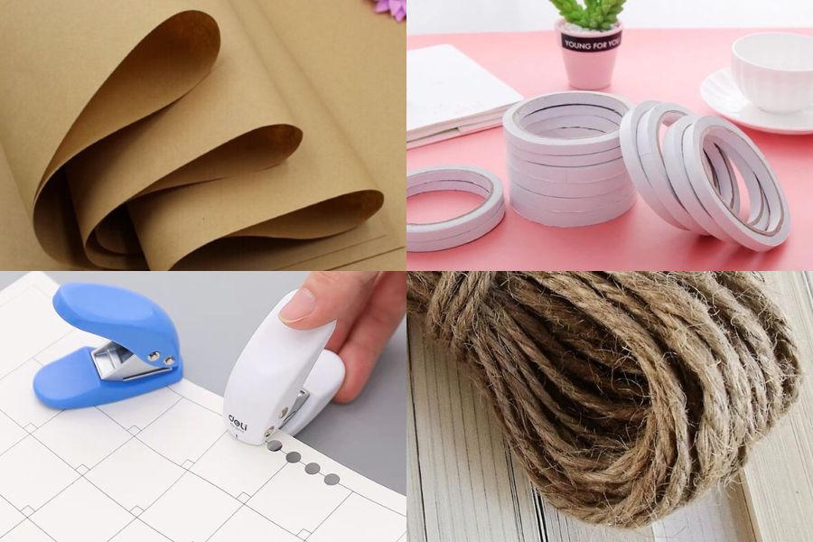 Nguyên liệu làm túi giấy handmade vô cùng dễ tìm.