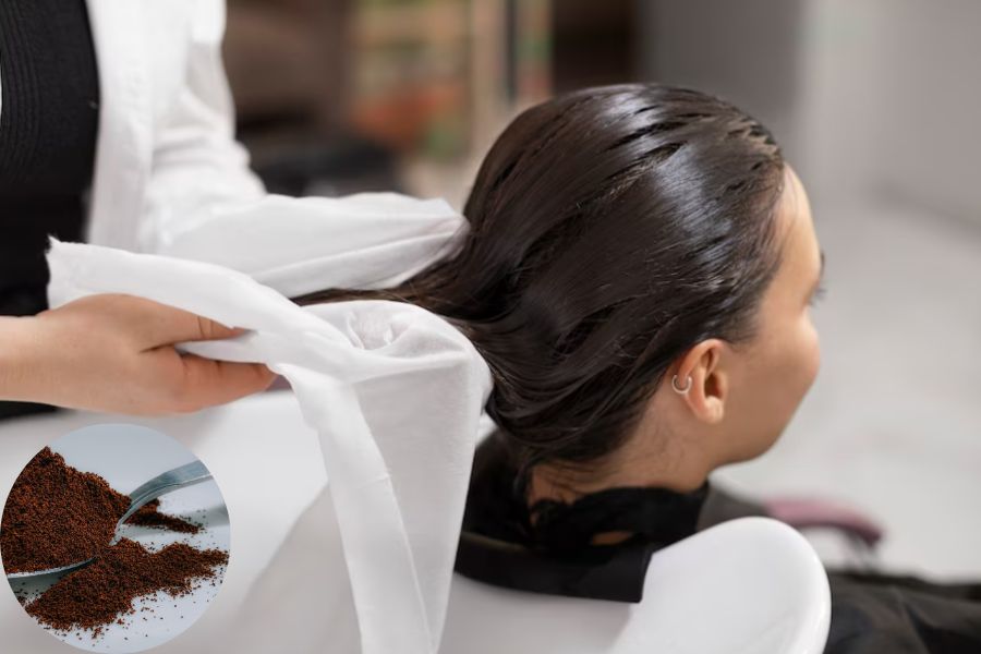 Nhuộm tóc với cà phê để tóc hạn chế tiếp xúc hóa chất độc hại.