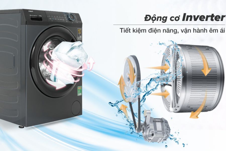 Máy giặt Aqua Inverter 8.5 Kg AQD-A852J BK Mới 2023.
