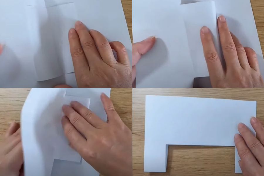 Đẩy cố định vào bên trong rồi gấp theo nếp tránh cho giấy bị nhăn.