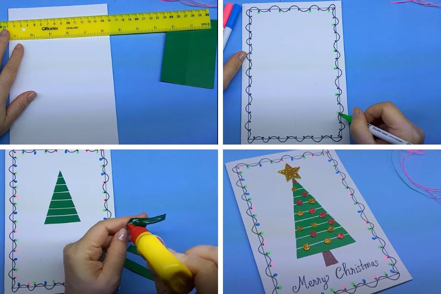 Làm thiệp Giáng sinh bằng giấy A4 đơn giản chỉ với 3 bước.