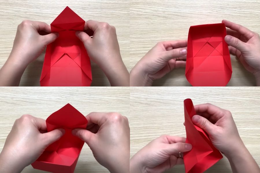 Tạo hình trái tim cho hộp giấy.