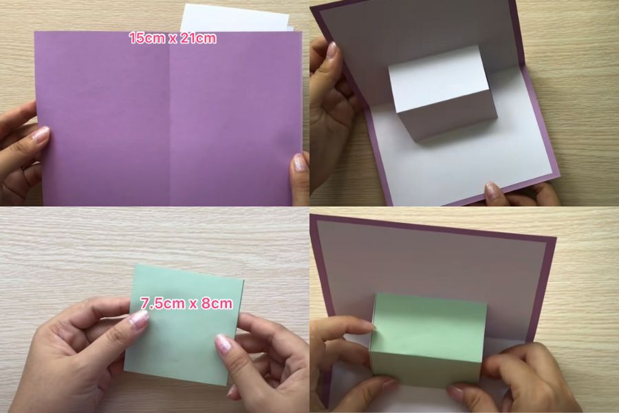 Dùng giấy khác màu để làm nổi bật hộp quà 3d.