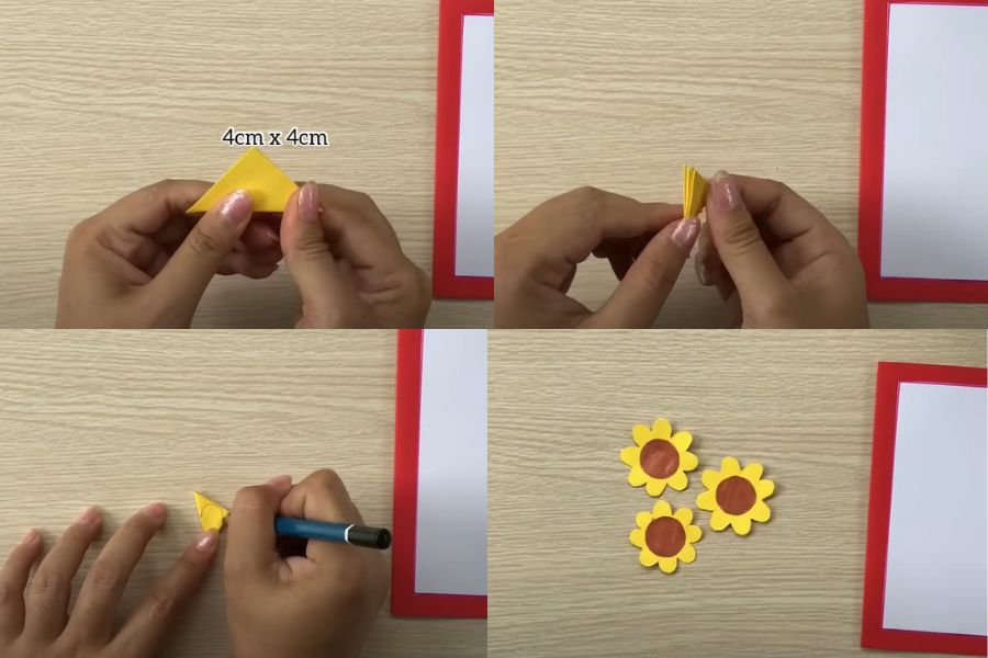 Làm hình hoa hướng dương vô cùng đơn giản.
