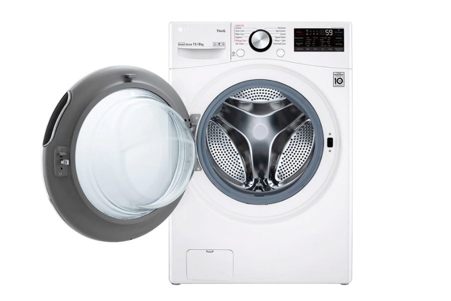 Mẫu máy giặt sấy LG AI DD Inverter giặt 15kg - Sấy 8kg thường được lựa chọn bởi những người muốn trải nghiệm nhiều tiện ích nâng cao.